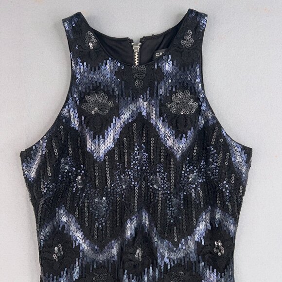Cache Dress Womens 6 Small Blue Black Sequin Sparkle Evening Party Glam - Picture 2 of 13
